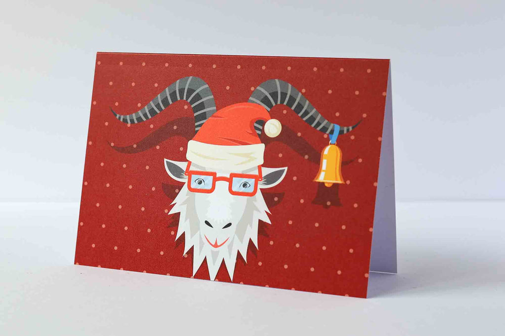 Holiday goat greeting card