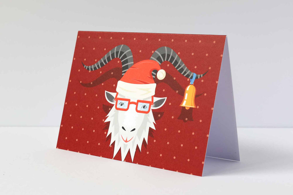 Holiday goat greeting card