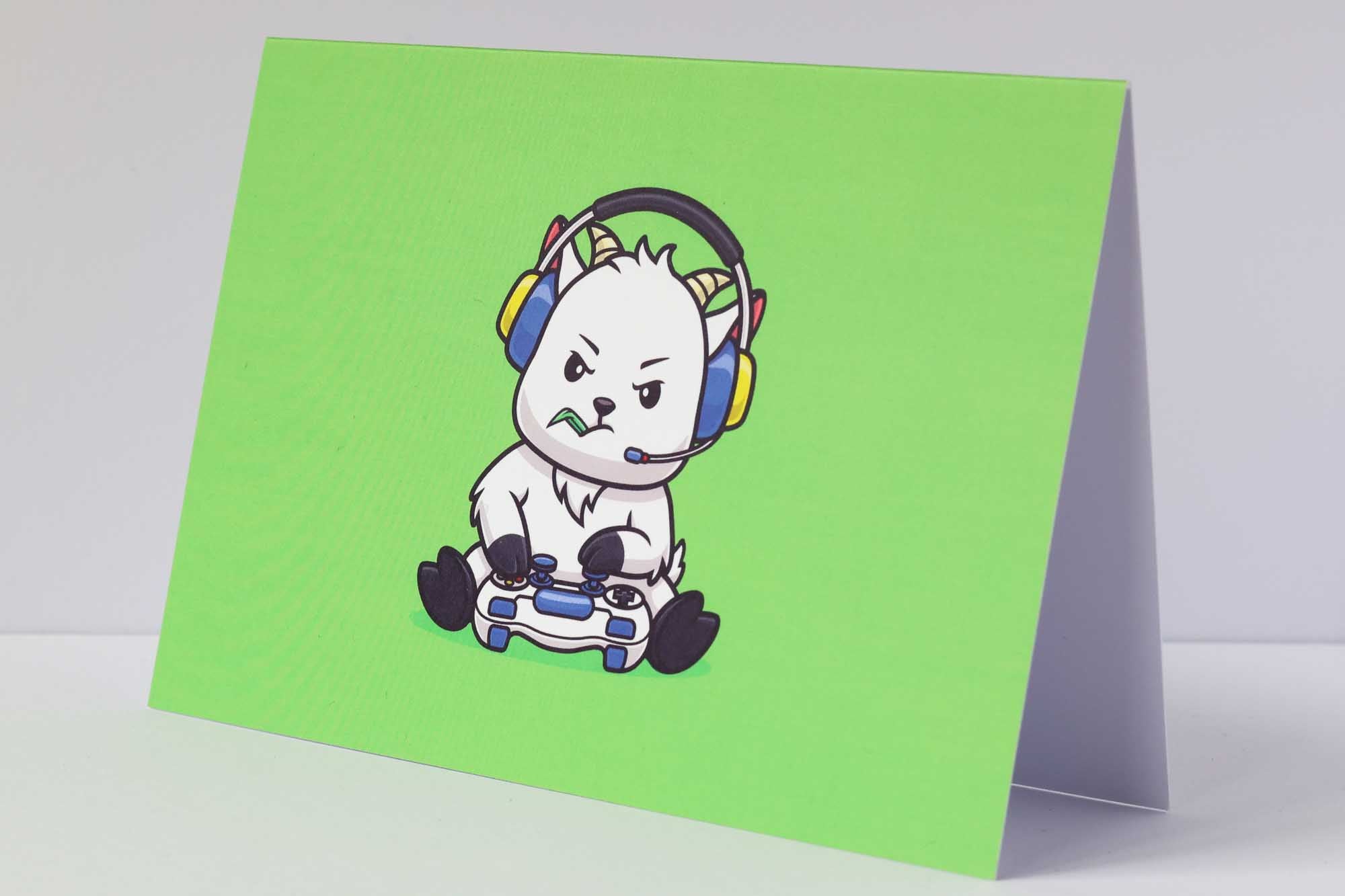 Gamer goat greeting card