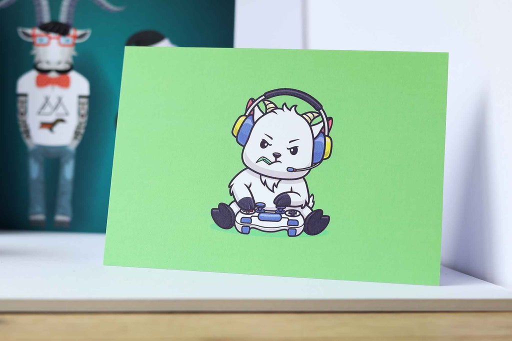 Gamer goat greeting card