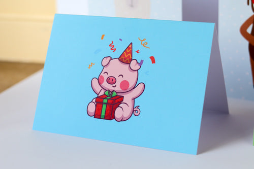 Birthday pig greeting card