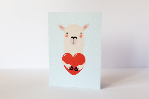 Llama love greeting card