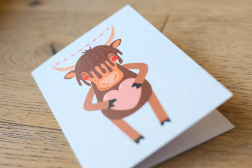 Loving highland cow greeting card - Send Direct
