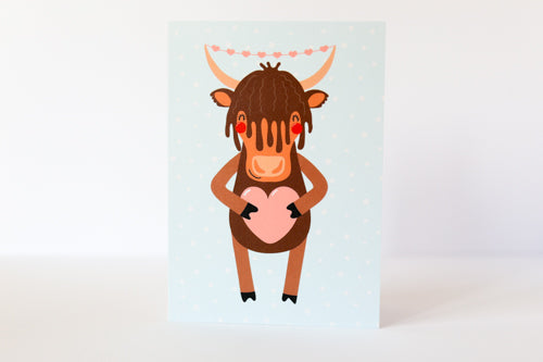 Loving highland cow greeting card - Send Direct