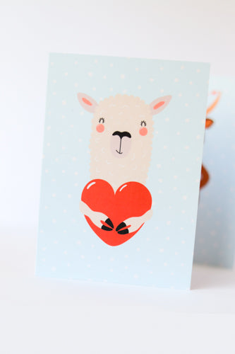 Llama love greeting card