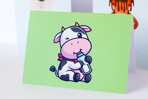 New baby cow greeting card