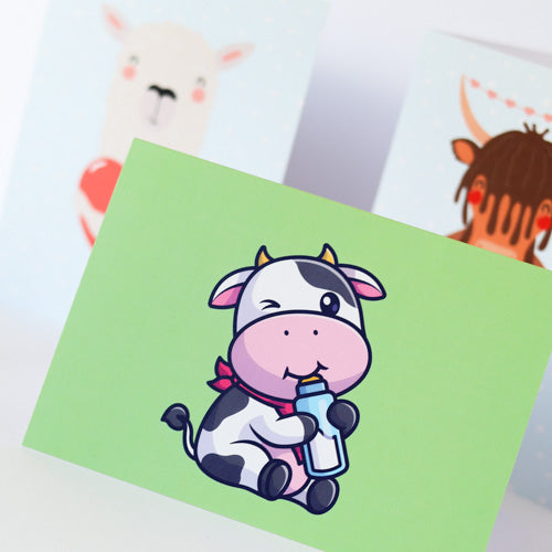 New baby cow greeting card