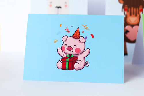 Birthday pig greeting card